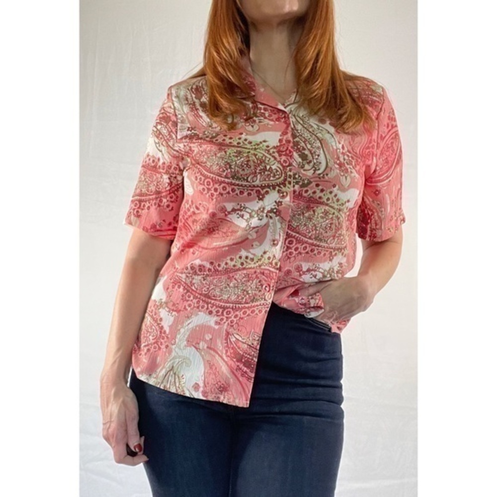 90’s Vintage Multicolor Mix Print Floral Button Up Top